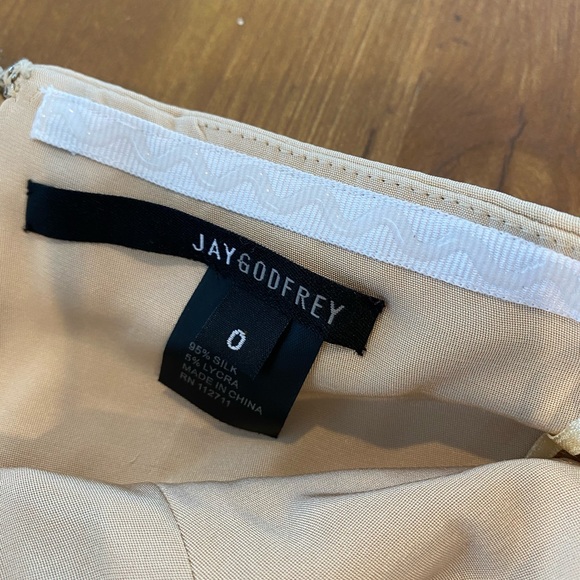 Jay Godfrey Mini Silk Fringe Strapless Dress Tan - Picture 9 of 12